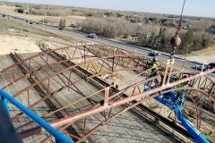 Our installation team working on Flatiron’s temporary fabric structure.