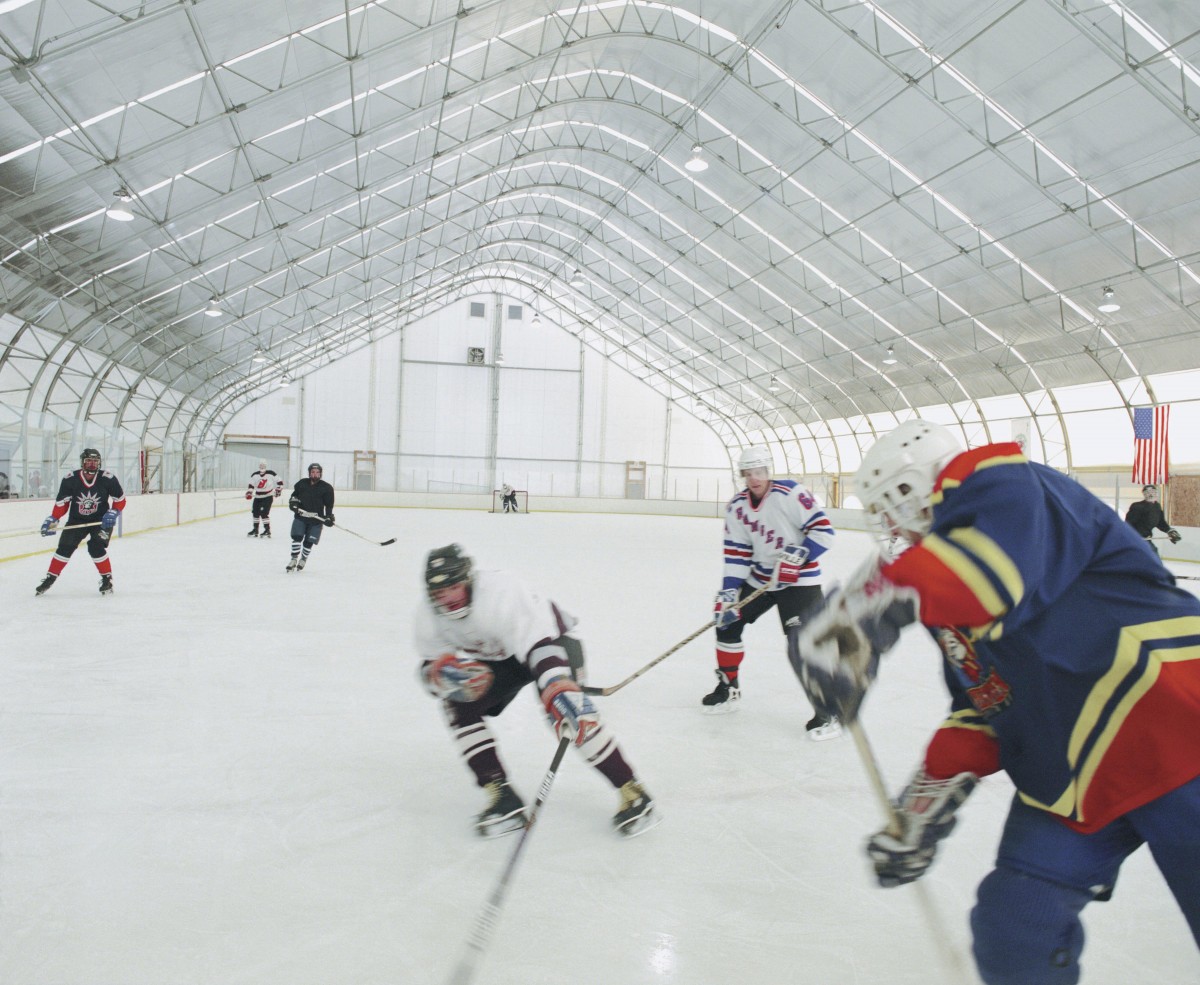 Fabric building hockey rink