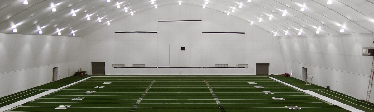 Football field inside cobra fabric structure