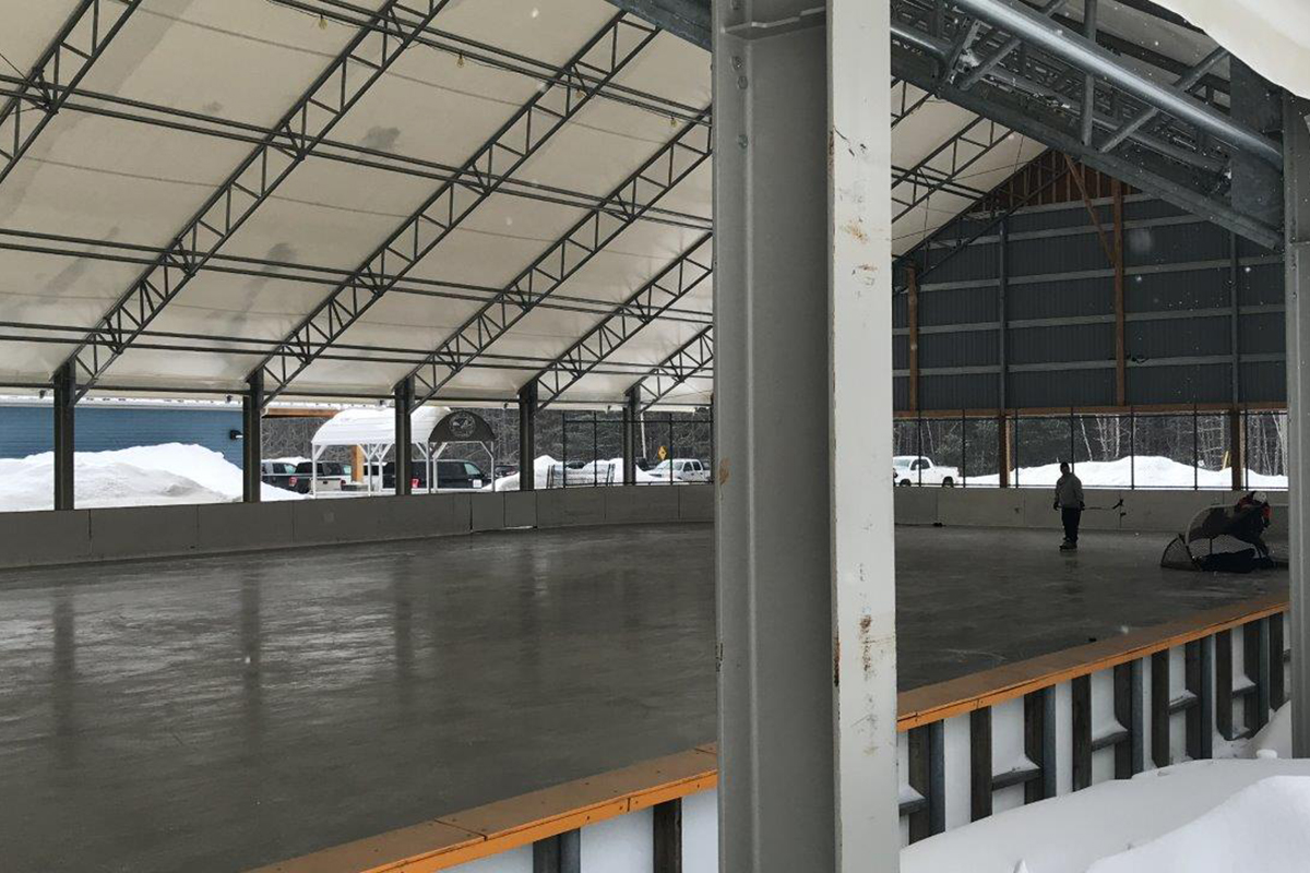 Fabric building hockey rink